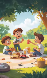 a family having a picnic at the park