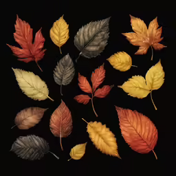 a group of colorful leaves of different colors