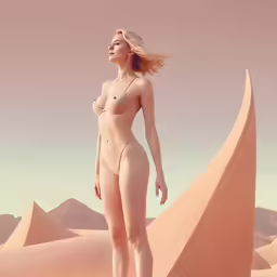 a woman in a nude - filled bikini poses outdoors