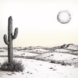 a saguada tree and two planets are in the sky