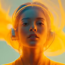 a woman with yellow hair is holding a phone to her ear