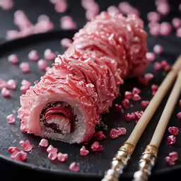 there are some chopsticks that are laying on a plate