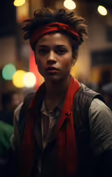 an african american girl with dreadlocks looking into the camera