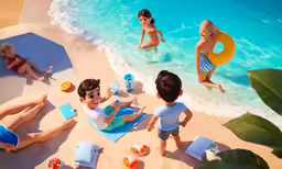 people are having fun in the water at a beach