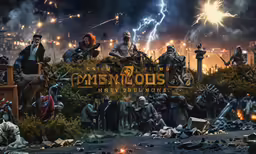 an animated picture of many people gathered in front of fireworks