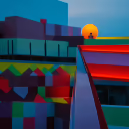 the top of the building is decorated with bright colored designs