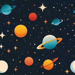 an open space scene with many different planets