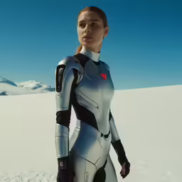 the woman is wearing a sci - themed suit while posing for a picture
