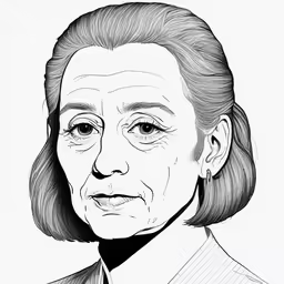 the caricature shows a very older lady wearing a suit