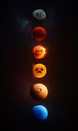 a group of emotictive objects arranged in rows