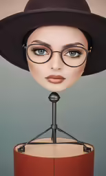 an image of a mannequin wearing glasses and a hat