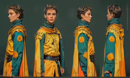 four different views of the same outfit in a series of photographs