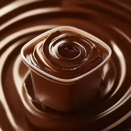 a brown fondant inside of the center of a liquid