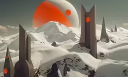an artistic view of some very strange objects in the air