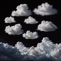 several large clouds are flying in the sky,clouds in the sky, in a black sky with a moon