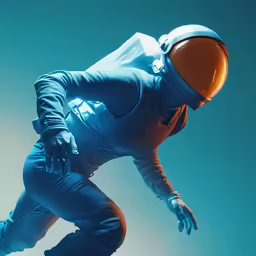 an astronaut is flying through the air