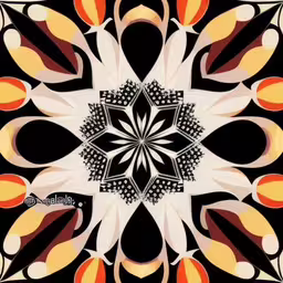 a pattern that looks like a flower on a black and white background