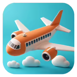 a toy jet plane with several clouds flying in the air