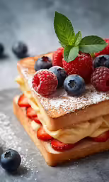 a dessert with berries and cheese on top