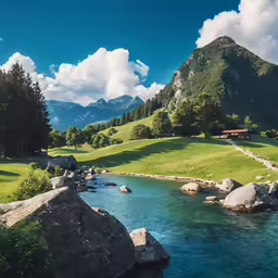 the mountains and valleys are covered by green grass