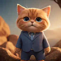 an orange cat in a suit and tie