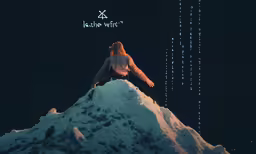 an animated image of a person standing on top of a mountain