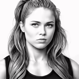 a portrait of a woman with long hair