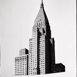 a black and white photo of the chrysler building