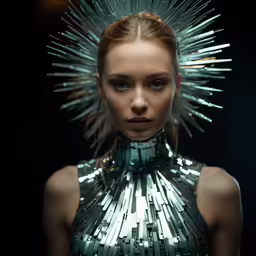 a girl with silver hair and a futuristic suit