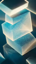 a very thick, blue piece of glass with some light falling from it
