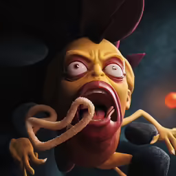 cartoon of a monster with its tongue out