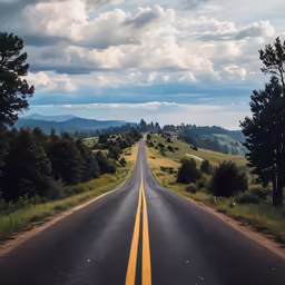 a long highway with the horizon in the background