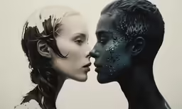 two people with one man kissing the other