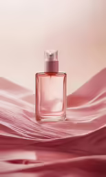 the pink bottle is on the table