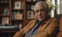 a man sitting in a chair with his hand on his hip