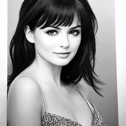 a girl with a shoulder - length dress posing for a photo