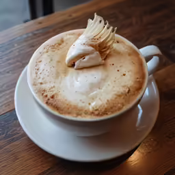 a close up of a cup on a saucer