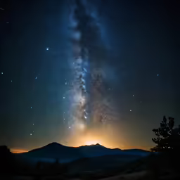 the milky and mountains in the background are full of stars