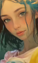 a young lady with hair blowing back in the wind