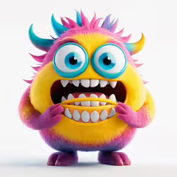 the face and mouth of a cartoon monster with spikes