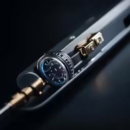 a watch sits in the side of a cell phone