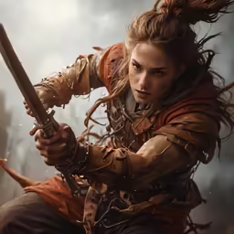 the character in a video game is holding an arm with long hair