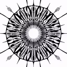 a picture of a circle that has lots of lines in it,the inside of an abstract black and white image