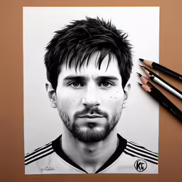 the pencil drawing of a man has been drawn