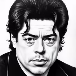 a man with long black hair looks sad
