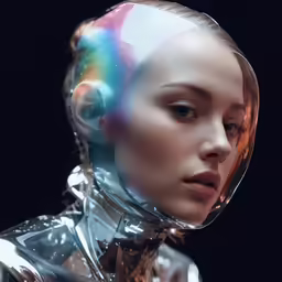 a woman with colorful colors on her face