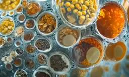 many bowls full of food with different foods in them