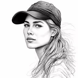 a portrait of a young girl with baseball cap