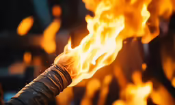 a closeup view of the flame from an open flame