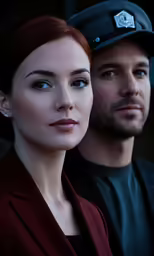 this is a photo of a man and a woman looking at the camera